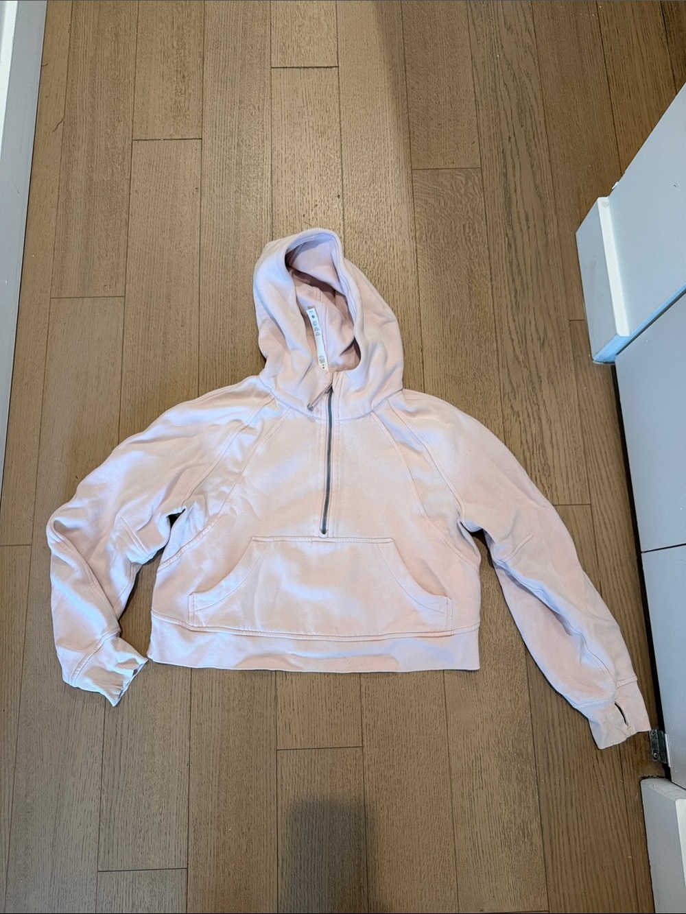 lululemon athletica scuba half zip Pale Pink Cropped Half-Zip Hoodie Sweater